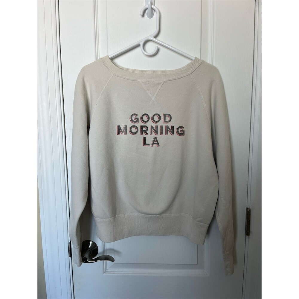 🆕 Nili Lotan Sweatshirt Women’s M Beige Graphic “Good Morning LA” Long Sleeve